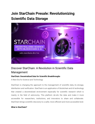 Join StarChain Presale_ Revolutionizing Scientific Data Storage