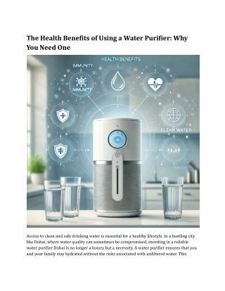 The Health Benefits of Using a Water Purifier_ Why You Need One