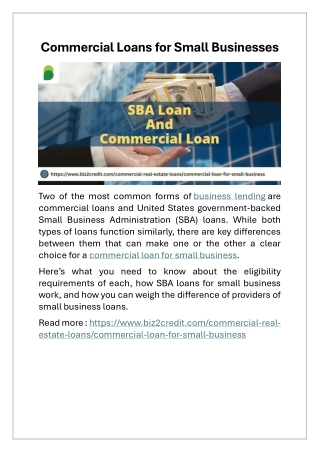 Commercial Loans for Small Businesses