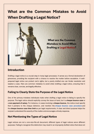 What are the Common Mistakes to Avoid When Drafting a Legal Notice