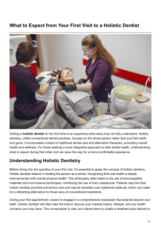 What to Expect from Your First Visit to a Holistic Dentist