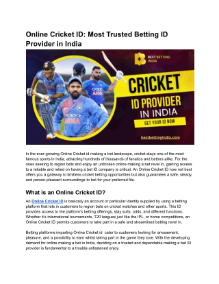 Online Cricket ID_ Most Trusted Betting ID Provider in India