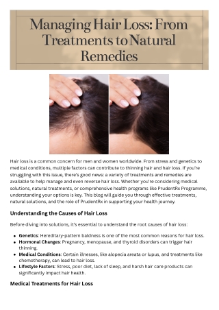 Managing Hair Loss: From Treatments to Natural Remedies