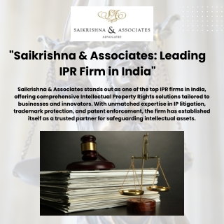 Saikrishna & Associates: Leading IPR Firm in India