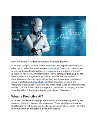 How Predictive AI is Revolutionizing Financial Markets