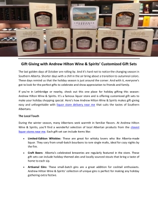 Gift Giving with Andrew Hilton Wine & Spirits’ Customized Gift Sets