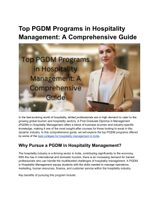 Top PGDM Programs in Hospitality Management_ A Comprehensive Guide