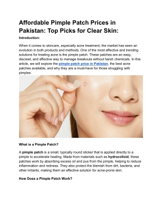 Affordable Pimple Patch Prices in Pakistan Top Picks for Clear Skin