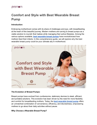 Comfort and Style with Best Wearable Breast Pump