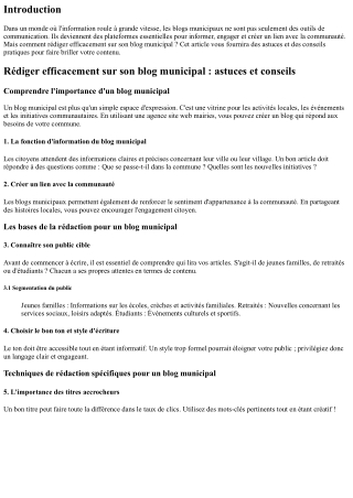“Rédiger efficacement sur son blog municipal : astuces et conseils”
