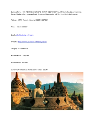 FOR INDONESIAN CITIZENS - INDIAN ELECTRONIC VISA  Official Indian Government Vis