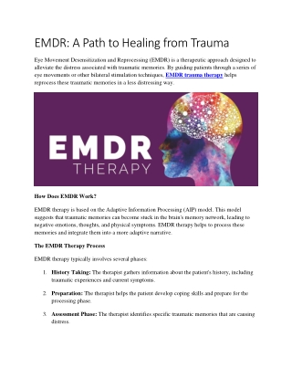 EMDR  A Path to Healing from Trauma