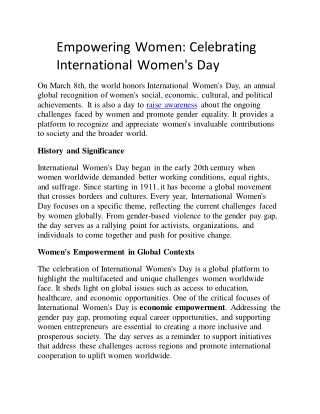 Empowering Women: Celebrating International Women’s Day