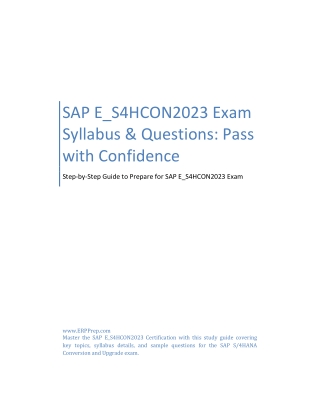 SAP E_S4HCON2023 Exam Syllabus & Questions: Pass with Confidence