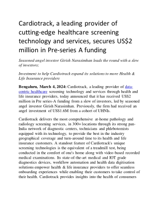 Cardiotrack, a leading provider of cutting-edge healthcare screening technology