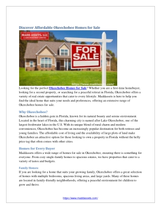 Discover Affordable Okeechobee Homes for Sale