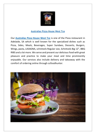 Australias Pizza House - West Tce Menu | Order Online