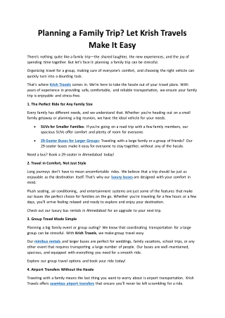 Planning a Family Trip - Krish Travels
