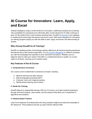 AI Course for Innovators_ Learn, Apply, and Excel