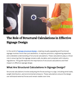 The Role of Structural Calculations in Effective Signage Design