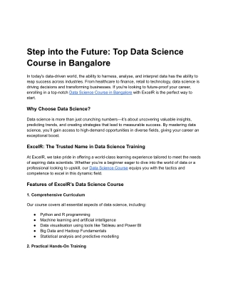 Step into the Future_ Top Data Science Course in Bangalore