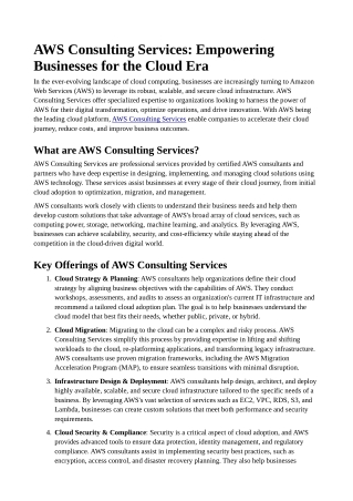 AWS Consulting Services Empowering Businesses for the Cloud Era