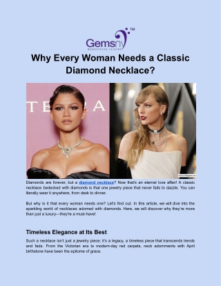 Why Every Woman Needs a Classic Diamond Necklace?