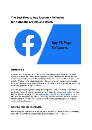 The Best Sites to Buy Facebook Followers for Authentic Growth and Reach
