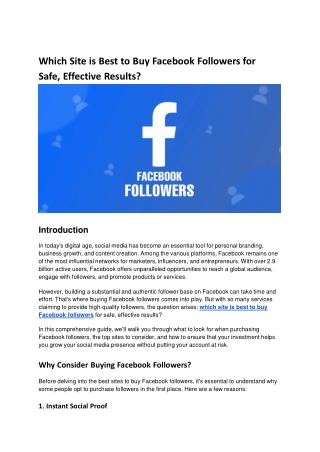 Which Site is Best to Buy Facebook Followers for Safe, Effective Results