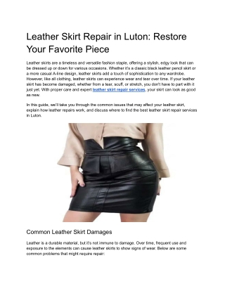 Leather Skirt Repair in Luton_ Restore Your Favorite Piece