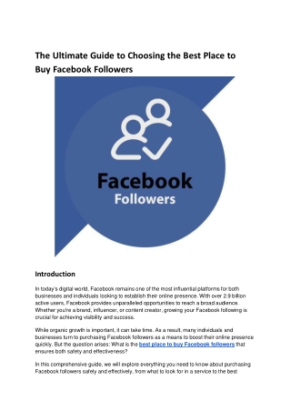 The Ultimate Guide to Choosing the Best Place to Buy Facebook Followers