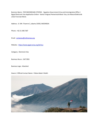 FOR INDONESIAN CITIZENS -  Egyption Government Visa and Immmigration Office | Eg