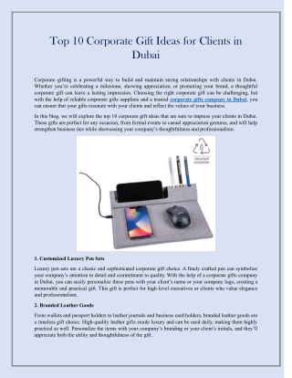 Top 10 Corporate Gift Ideas for Clients in Dubai