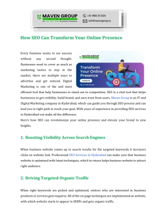 How SEO Can Transform Your Online Presence