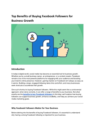Top Benefits of Buying Facebook Followers for Business Growth