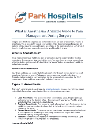 What is Anesthesia A Simple Guide to Pain Management During Surgery