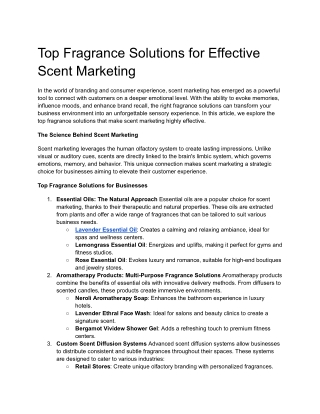 Top Fragrance Solutions for Effective Scent Marketing