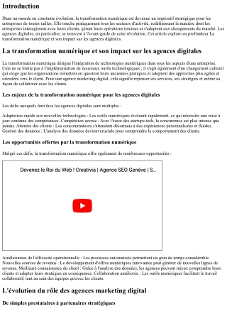 La transformation numérique et son impact sur les agences digitales
