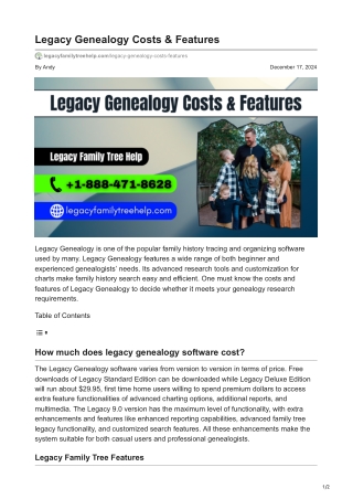 Legacy Genealogy Costs  Features
