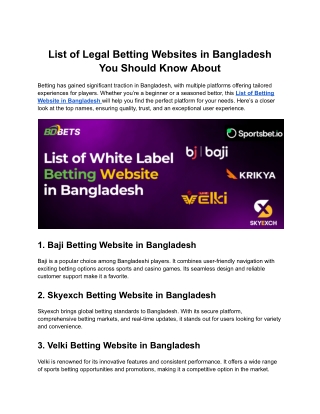 List of Betting Website in Bangladesh