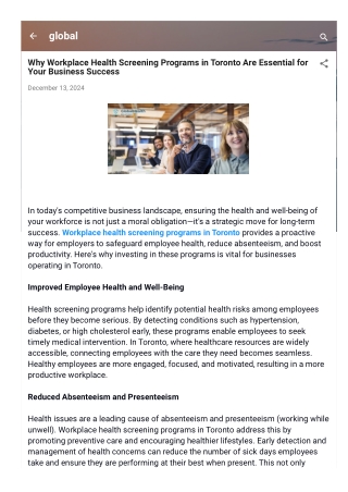 Why Workplace Health Screening Programs in Toronto Are Essential for Your Business Success