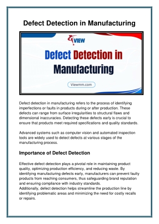 Defect Detection in Manufacturing