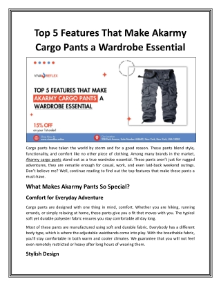 Top 5 Features That Make Akarmy Cargo Pants a Wardrobe Essential