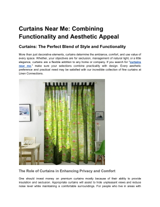 Curtains Near Me | Combining Functionality and Aesthetic Appeal