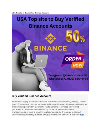 USA Top site to Buy Verified Binance Accounts