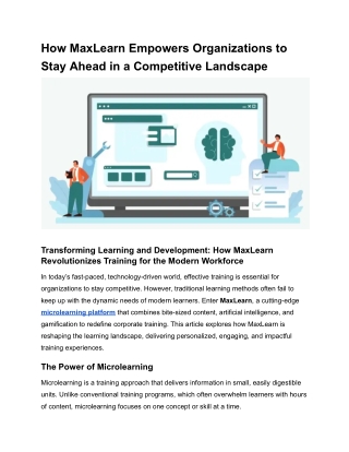 How MaxLearn Empowers Organizations to Stay Ahead in a Competitive Landscape