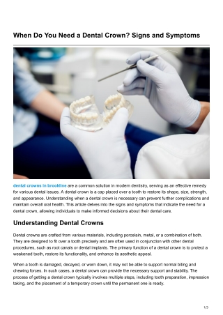 When Do You Need a Dental Crown Signs and Symptoms