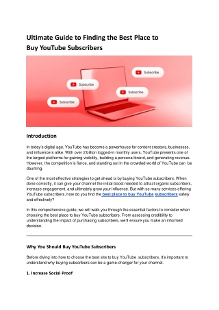 Ultimate Guide to Finding the Best Place to Buy YouTube Subscribers