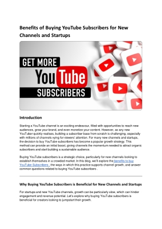 Benefits of Buying YouTube Followers for New Channels and Startups
