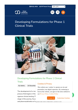 Developing Formulations for Phase 1 Clinical Trials | Clival Database